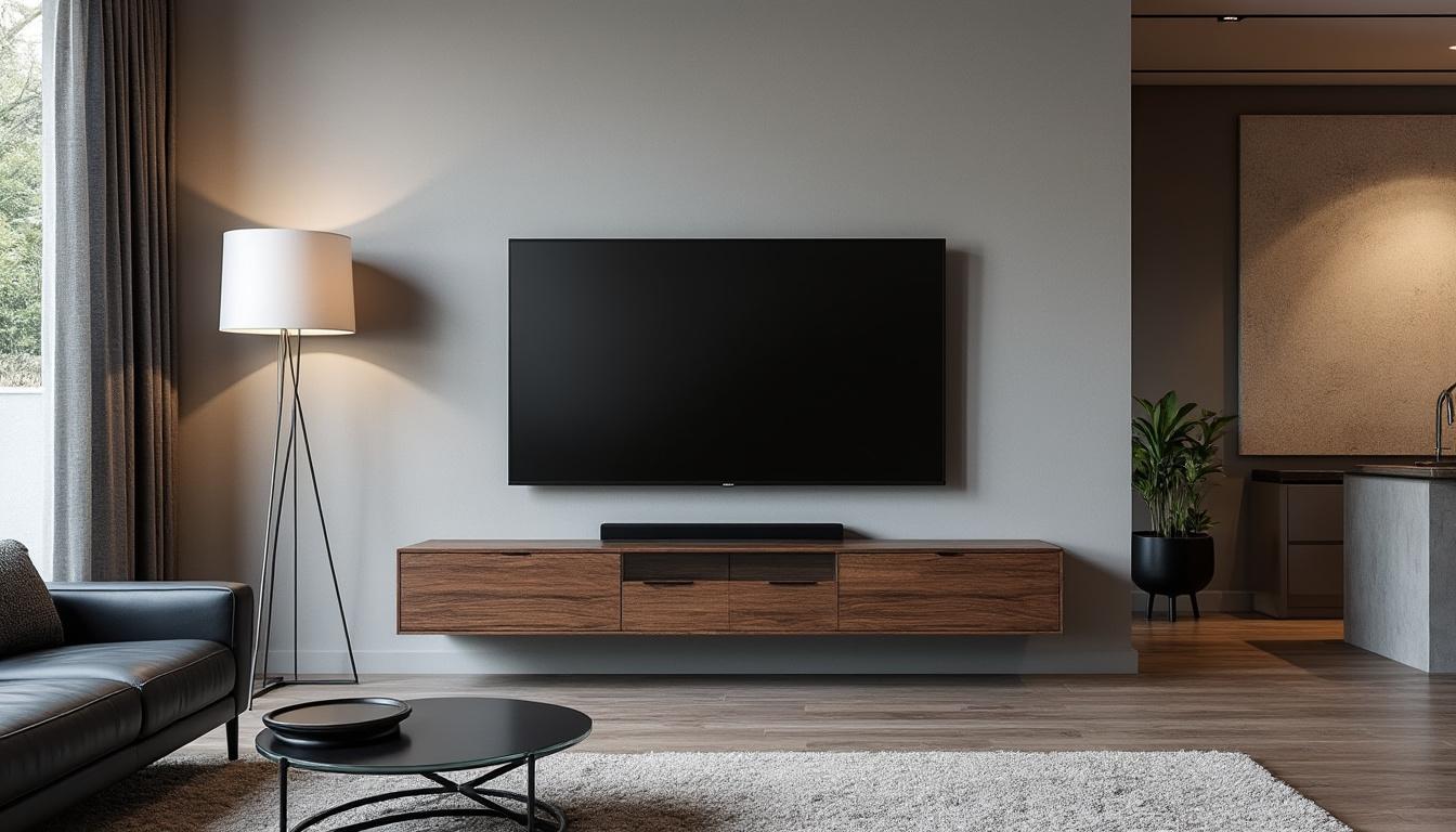 découvrez le meuble tv kaorka k16 xs 120 cm en noyer : design contemporain, rangements astucieux et matériaux durables, un investissement fiable pour longtemps.