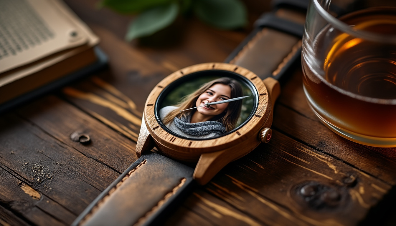 optez pour une montre en bois personnalisable avec photo et affirmez votre style unique. offrez ou portez un accessoire écoresponsable, original et gravé à votre image.